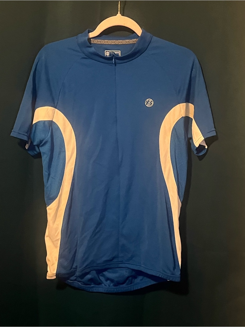 Boys/B Men's Blue Short-Sleeve bike shirt Rash Guard with White Accents